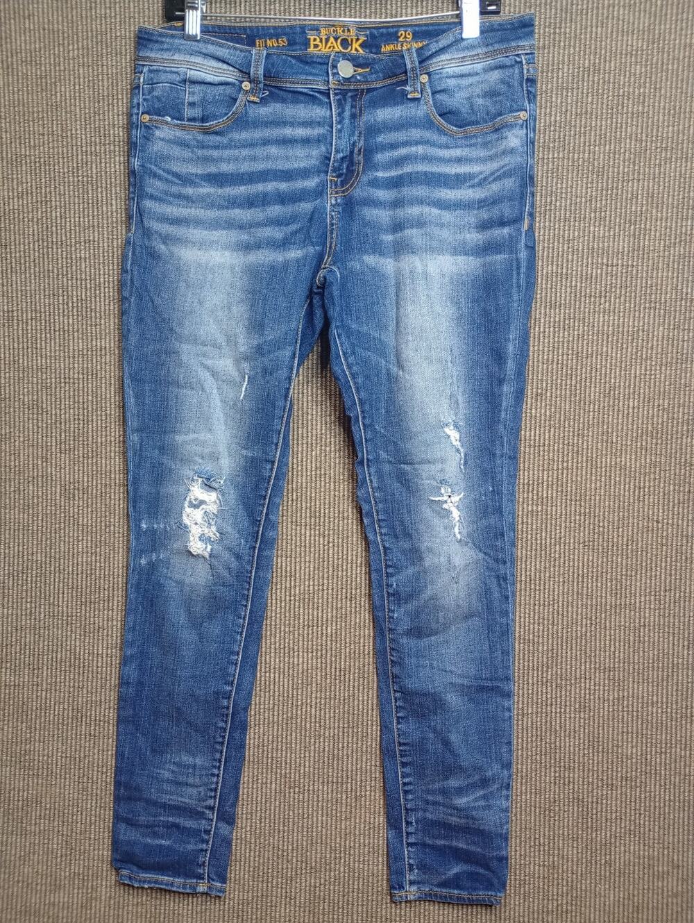 BUCKLE BLACK Fit No. 53 Ankle Skinny Stretch Jean whiskered Blue Size 29×29
